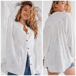 New Free People Can't Stop Dreaming Boho Cottagecore Prairie Tunic Floral Top